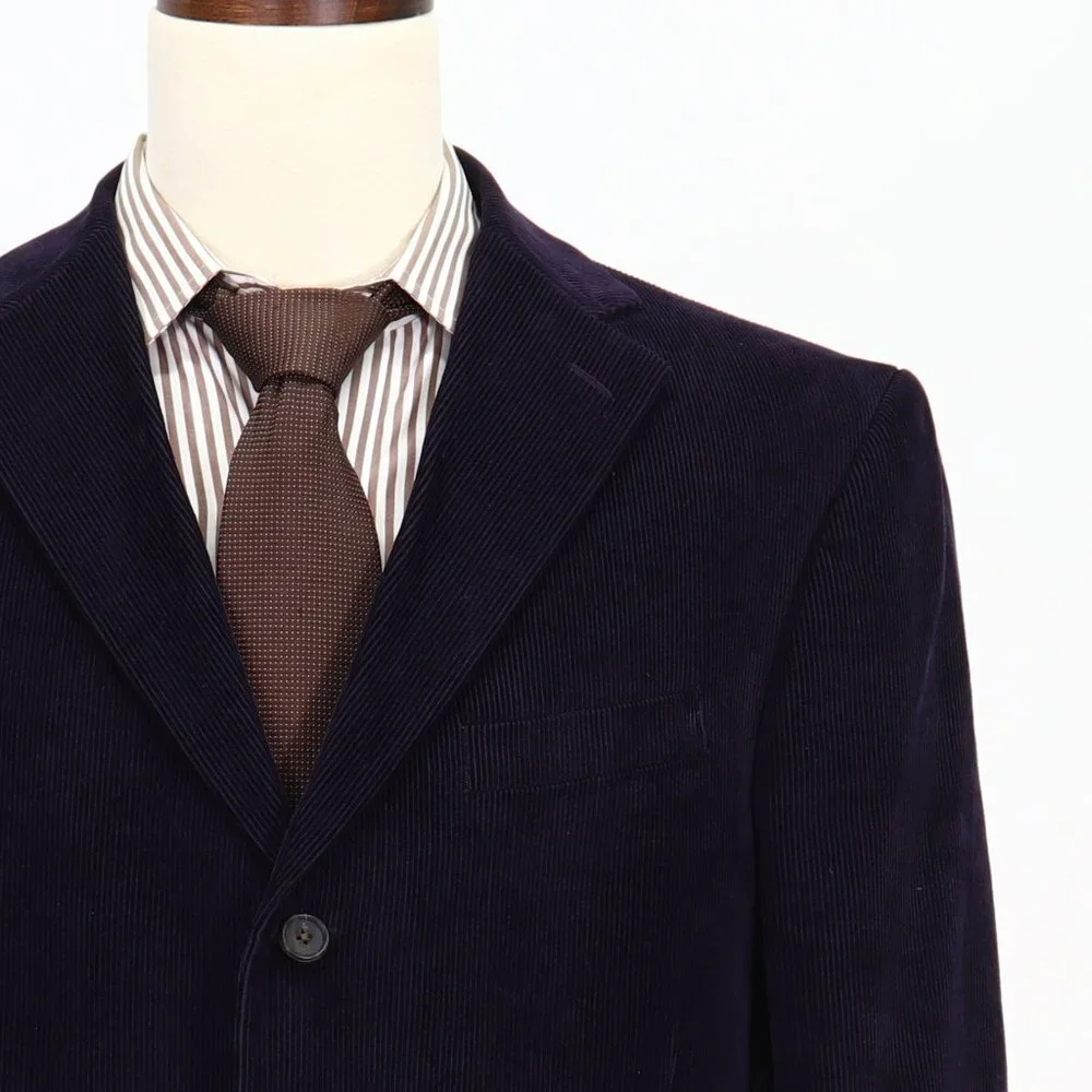 Lands' End 46R Blue Solid 3-Button Sport Coat Blazer Jacket P458